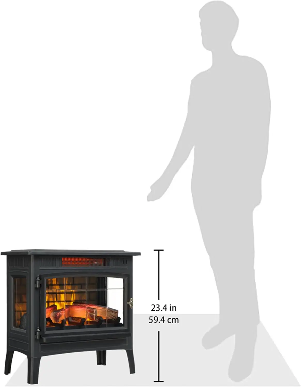 Elektrischer Infrarot-Quarz-Kaminofen mit 3D-Flammeneffekt, Bronze