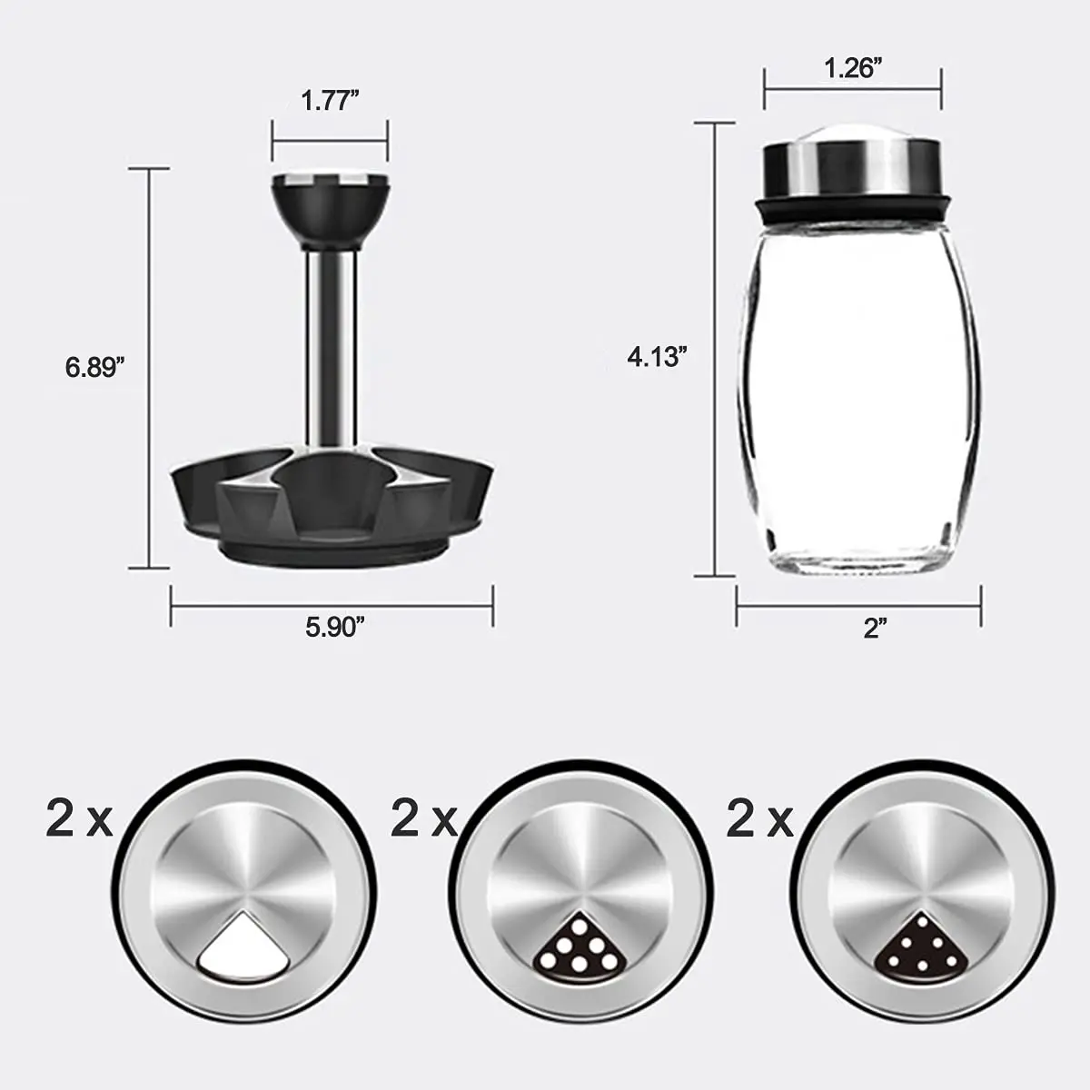 Revolving Spice Rack, 6-Jar Seasoning Organizer Holder 360° Rotation Shelf Tower Set with 6 Glass Spice Refill Containers Jars