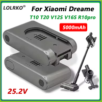 25.2V For Xiaomi Dreame Vacuum Cleaner T10 T20 V12S V16S R10pro Handheld Cordless Vacuum Cleaner Accessory Parts 5000mAh Battery