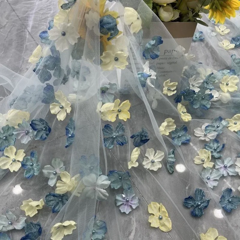 New Floating Flower Embroidery Three-dimensional Petal Embroidery Lace Decal Handmade DIY Wedding Dress Clothing Accessories