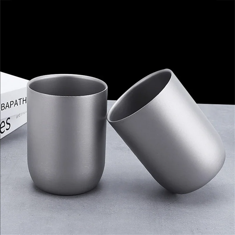 120/240ml Pure Titanium Beer Mug Double-layer Coffee Tea Cup Luxury Camping Water Cups Outdoor High Temperature Resistance Cup