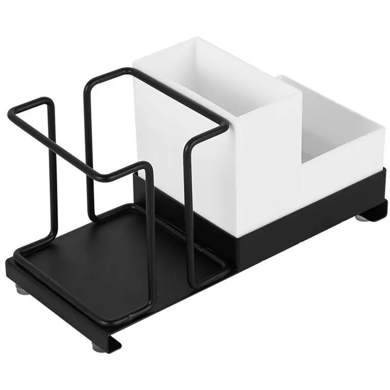 AA05 Metal Coffee & Tea Station Organizer Small Space Disposable Paper Cups Holder Tea Bags, Coffee Pods Organizer For Office Bl