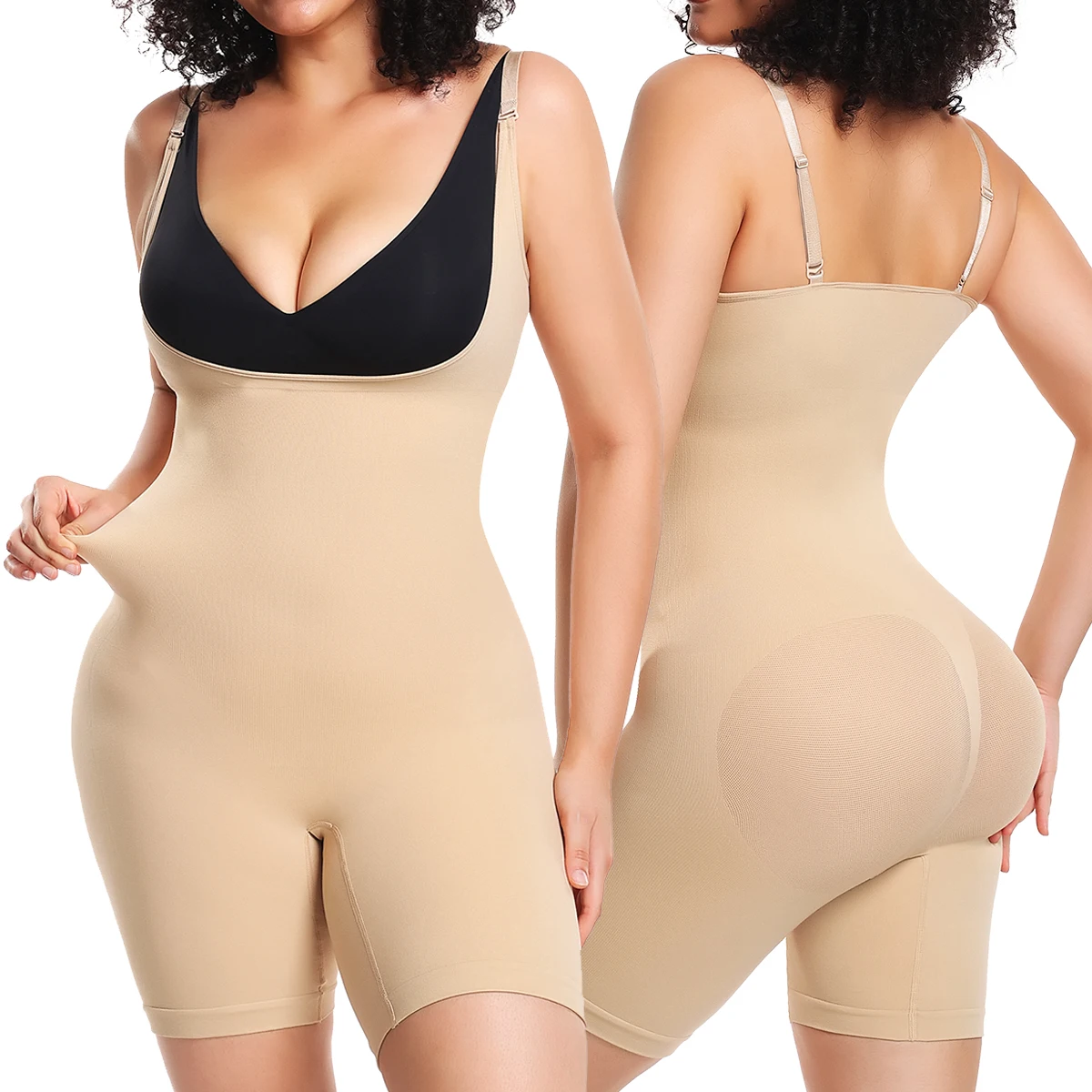 

Womens Open Bust Full Body Shaper Bodysuit Tummy Control Butt Lifter Shapewear Faja Waist Trainer Slimmed Mid-Thigh Corset