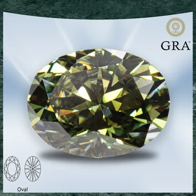 

Moissanite Stone Natural Yellow Green Color Oval Cut VVS1 with GRA Certificate for Gemstone Charms Beads Jewelry Making Material