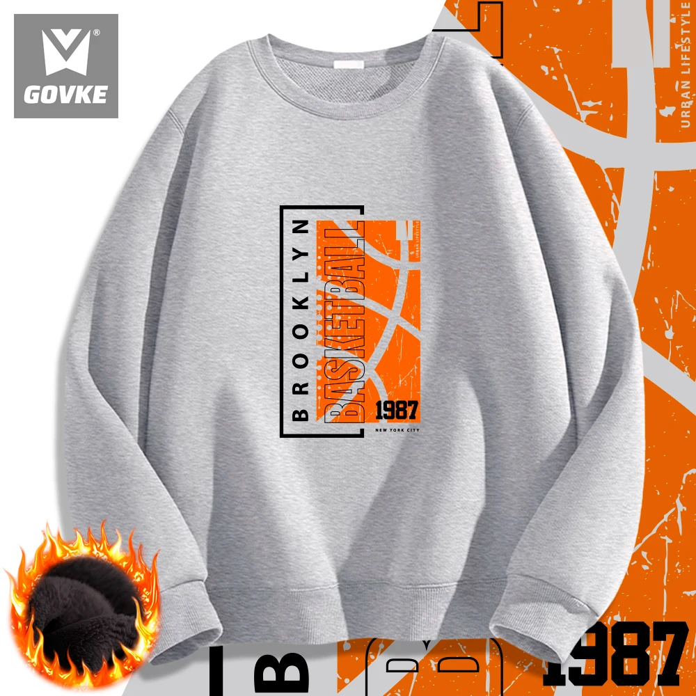 Brooklyn Basketball Autumn and Winter New Style Printed Hoodie Individuality Men's Hoodless Hoodies Wearing Type Design