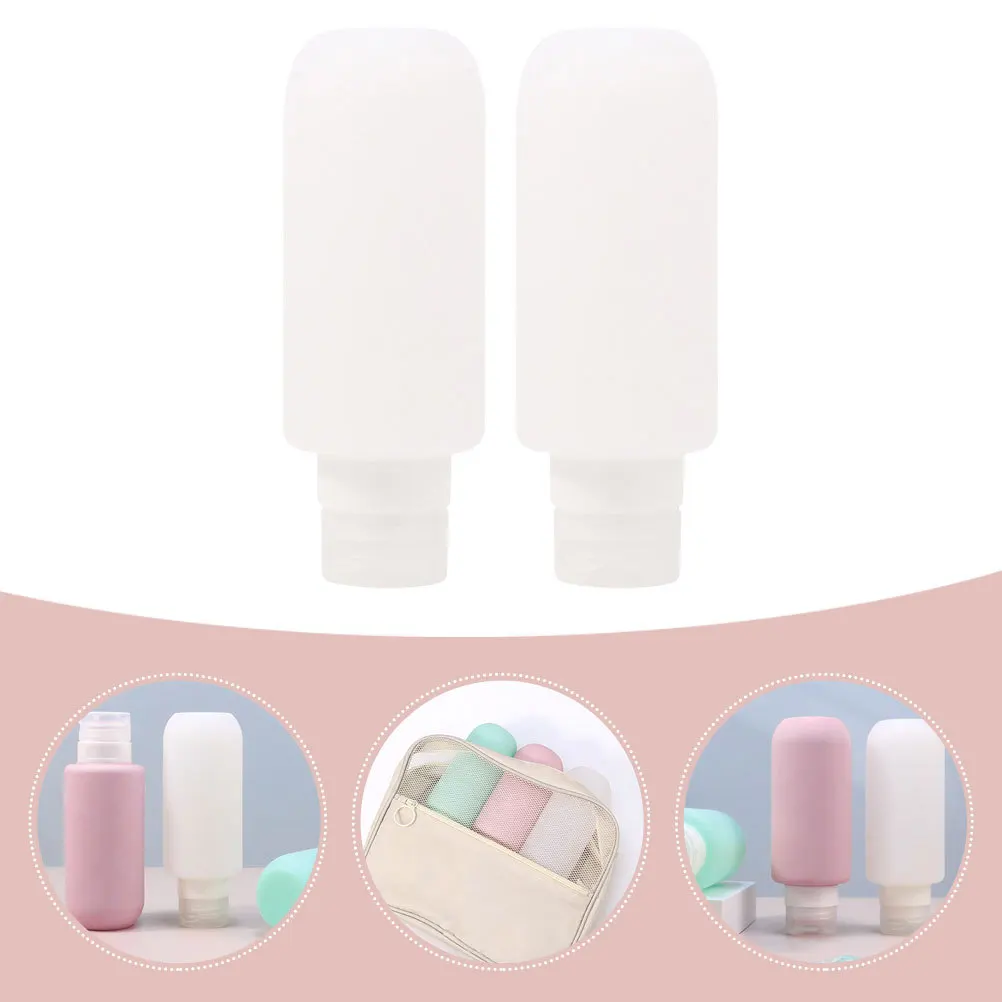

2pcs Silicone Travel Bottles 100Ml Leak-Proof Refillable Shampoo Conditioner Containers Portable Squeeze Bottle Set For