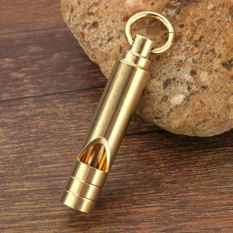 Multifunctional Brass Emergency Survival Whistle Portable Keychain Outdoor Tools Whistle For Camping Hiking