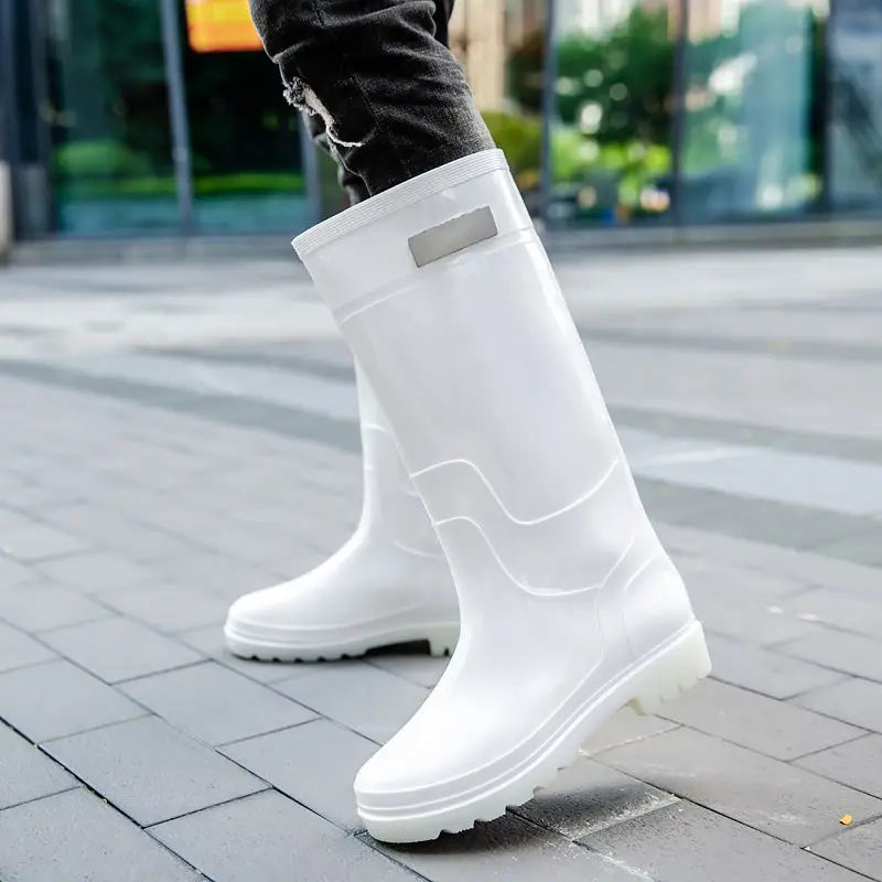 

Силиконовая непромокаемая мужская обувь, кухонные высокие непромокаемые сапоги для шеф-повара для мужчин без шнуровки, оригинальные нескользящие сапоги для воды на открытом воздухе