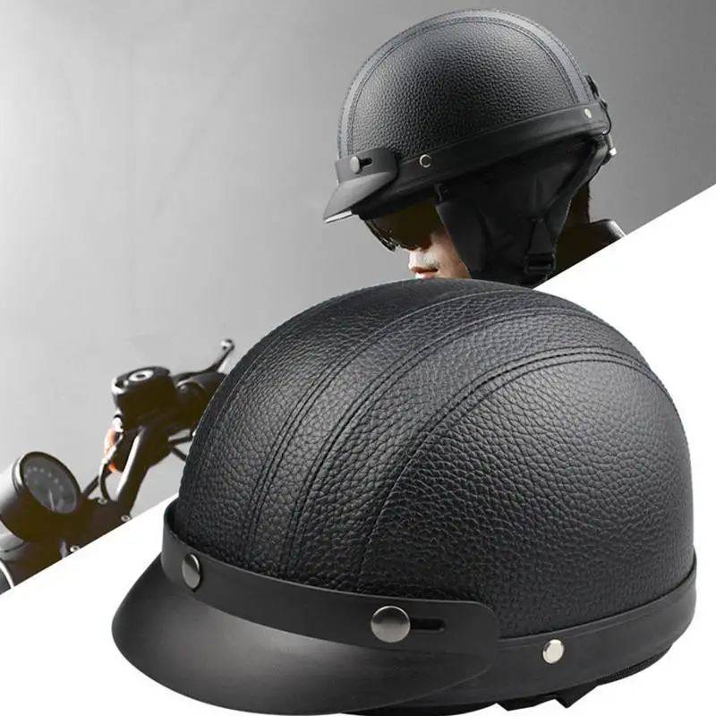 

Lightweight Electric Bicycle Safety Hats Motocross Retro Men's Helmet Baseball Caps Motorcycle Accessories PU Durable Material