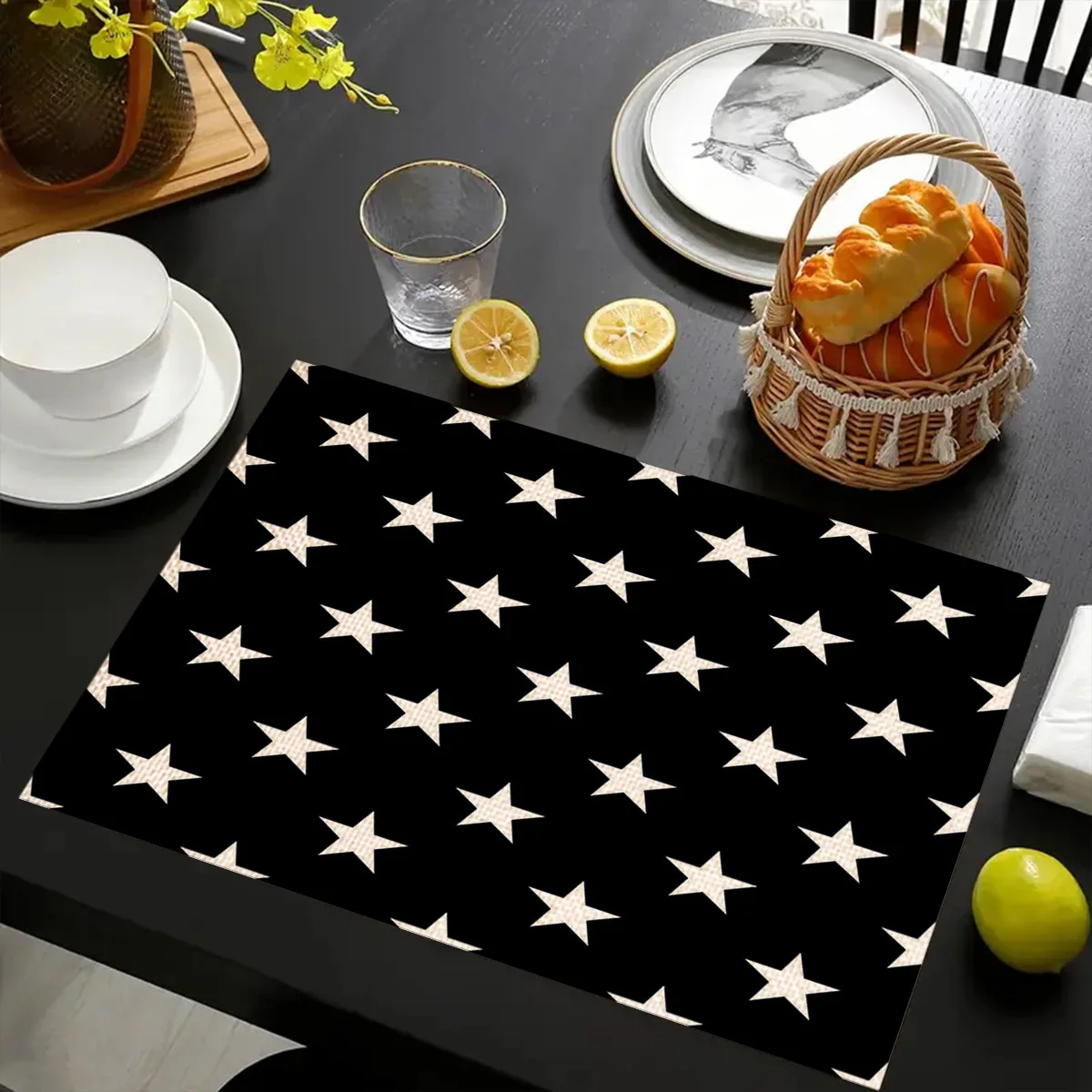 4/8Pcs Star Style Meal Mat Style Placemat Linen Mat Dining Room Kitchen Decor Accessories Anti Slip And Heat-insulating Mat