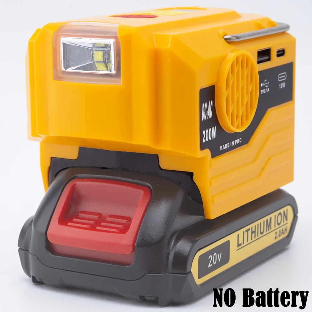 

200W120-220V AC Portable Inverter Modified Sine Wave For DeWalt 18V Lithium Battery Outdoor w/USB Type-C(NO Battery )