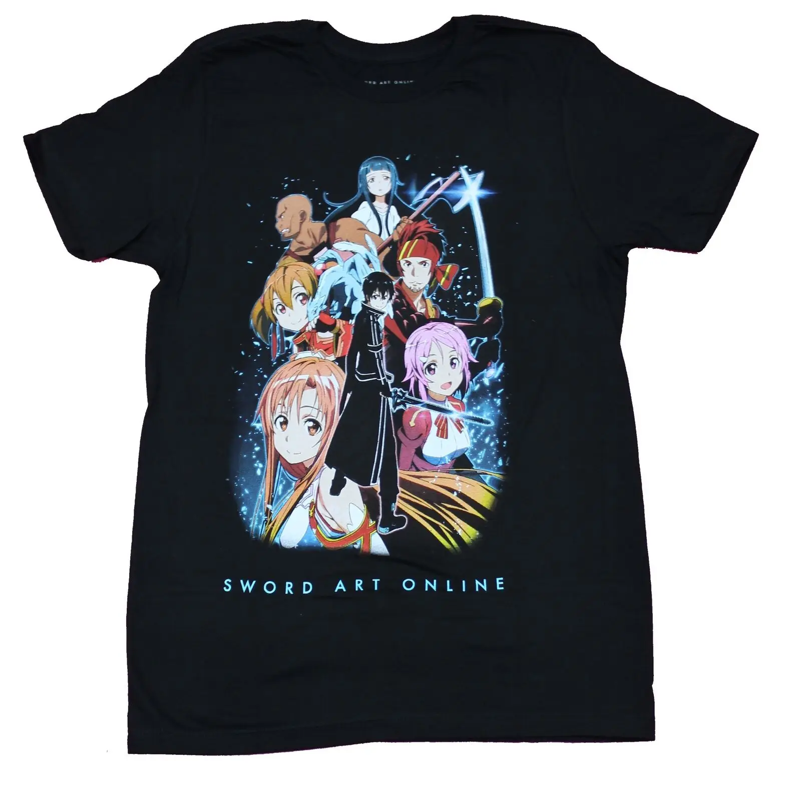 Sword Art Online Adult New T-Shirt - Giant Colorful Character Pile Up