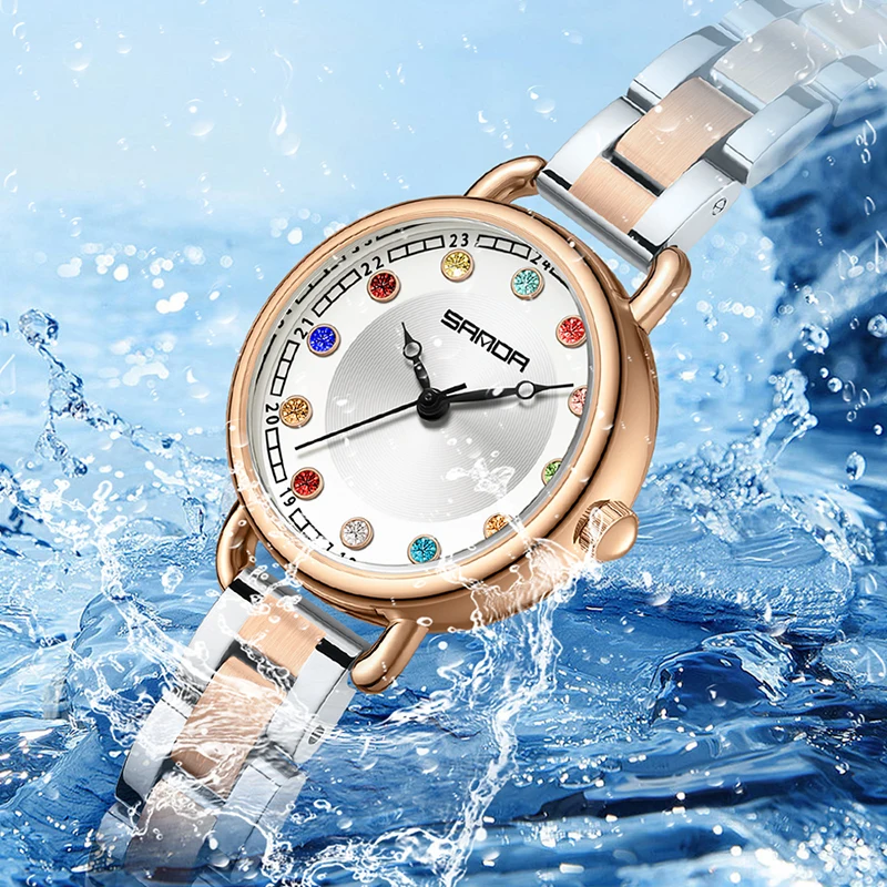 Женские часы в стиле ретро с золотым маленьким циферблатом, модные водонепроницаемые часы с бриллиантами для женщин и девочек, дорожные женские кварцевые наручные часы Reloj