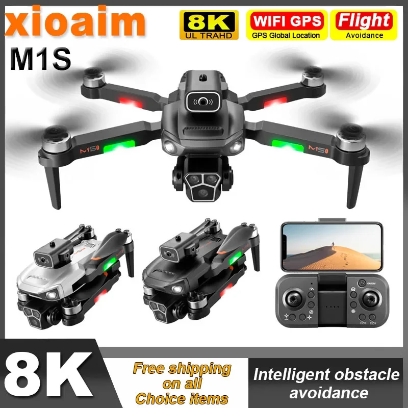 

For Xiaomi M1S Drone 8K WIFI Three HD ESC Camera Obstacle Avoidance Aerial Photography Brushless Motor RC Foldable Quadcopter