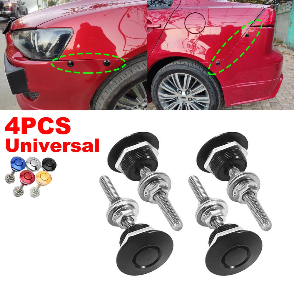 4 pçs universal carro amortecedor dianteiro capô pino de alumínio botão boleto liberação rápida motor corrida capô trava clipe corpo kit