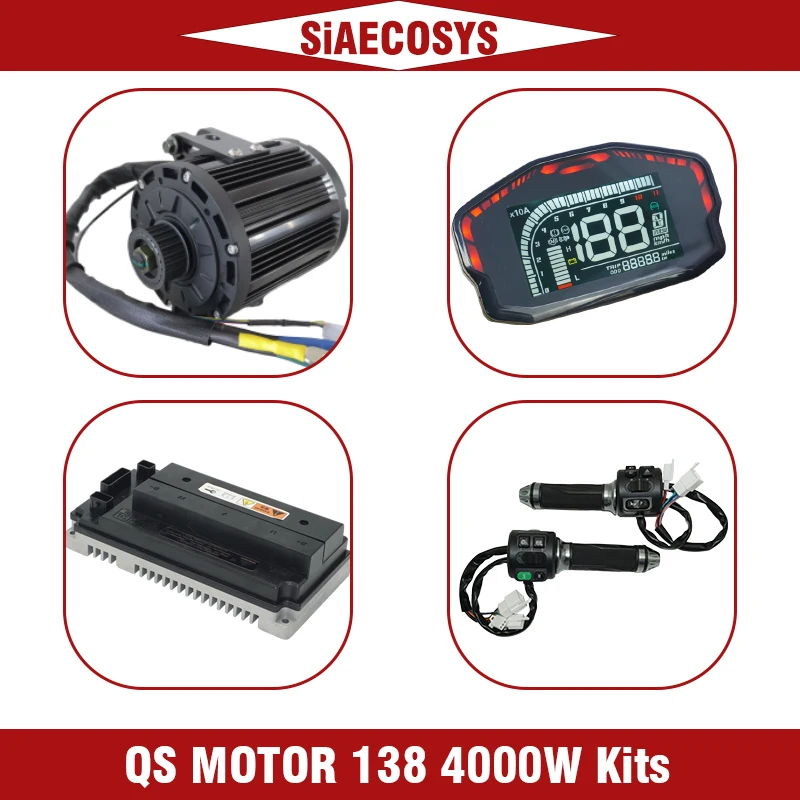 

QS 138 4000W 90H Mid Drive Motor With EM72150SP Sin Wave Controller Kits for Electric light motorcycle