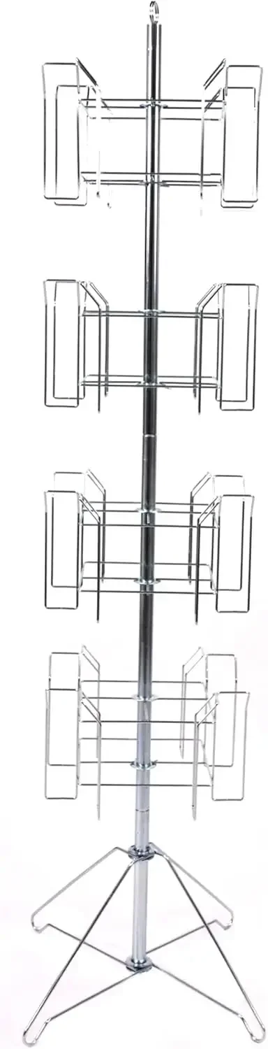 SSWBasics 4-Tier Chrome Rotating Standing Literature Rack - 64'H x 16