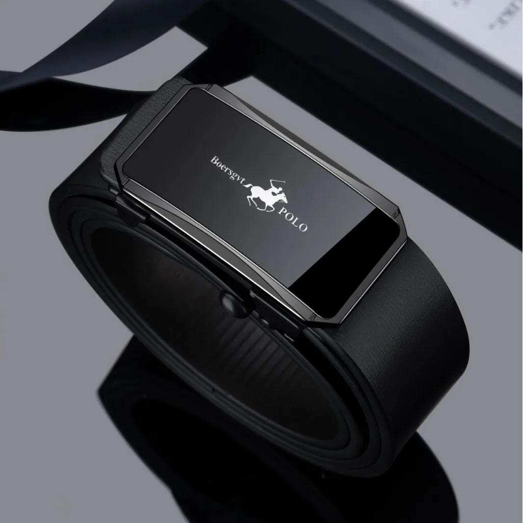 حزام جلد أوتوماتيكي بخيط داخلي للرجال لعام 2025 - حزام خصر من جلد البقر الأصلي الفاخر بدون طرف للأعمال وغير الرسمية