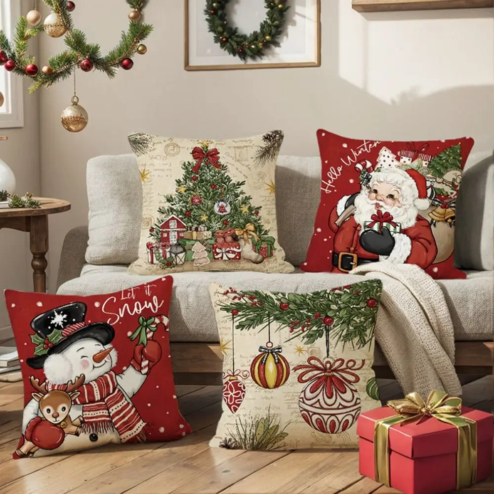 2Pcs 45x45cm Christmas Cushion Cover Soft Luxury Dacron Throw Pillow Case Washed Material Creative Santa Claus Sofa Pillowcase