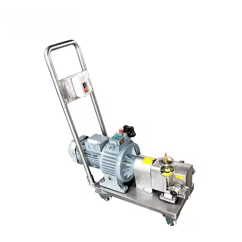 High Viscosity Rotor Lobe Pump Chocolate Ketchup Sauces Pastes Transfer Pump With Trolley And Control