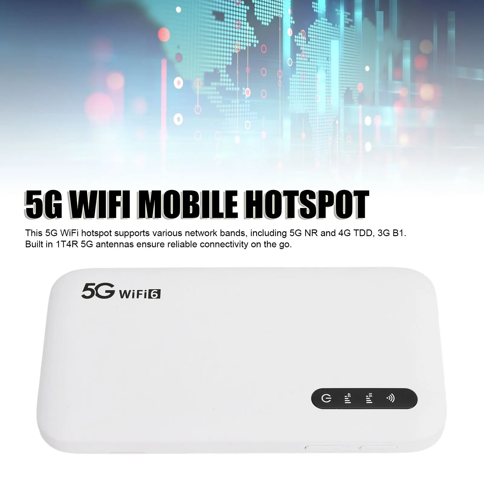 5G WiFi 6 Мобильная точка доступа Высокоскоростная поддержка 16 устройств 6100 мАч Портативный маршрутизатор точки доступа Wi-Fi со слотом для SIM-карты для телефона, планшета