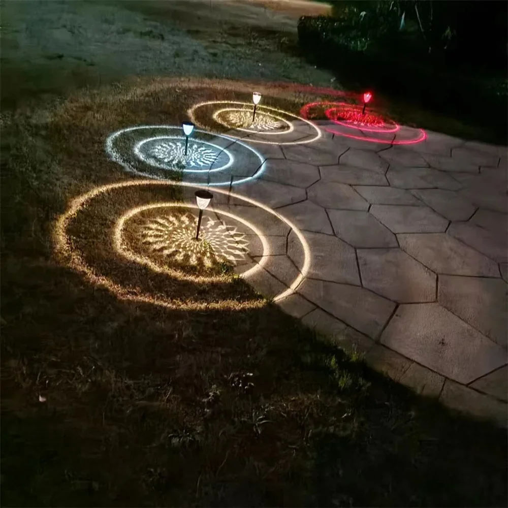 Imagem -02 - Circle Shadow Solar Pathway Lights Led Impermeável ao ar Livre Iluminação Path Landscape Gramado Pátio Jardim Lights 14pack