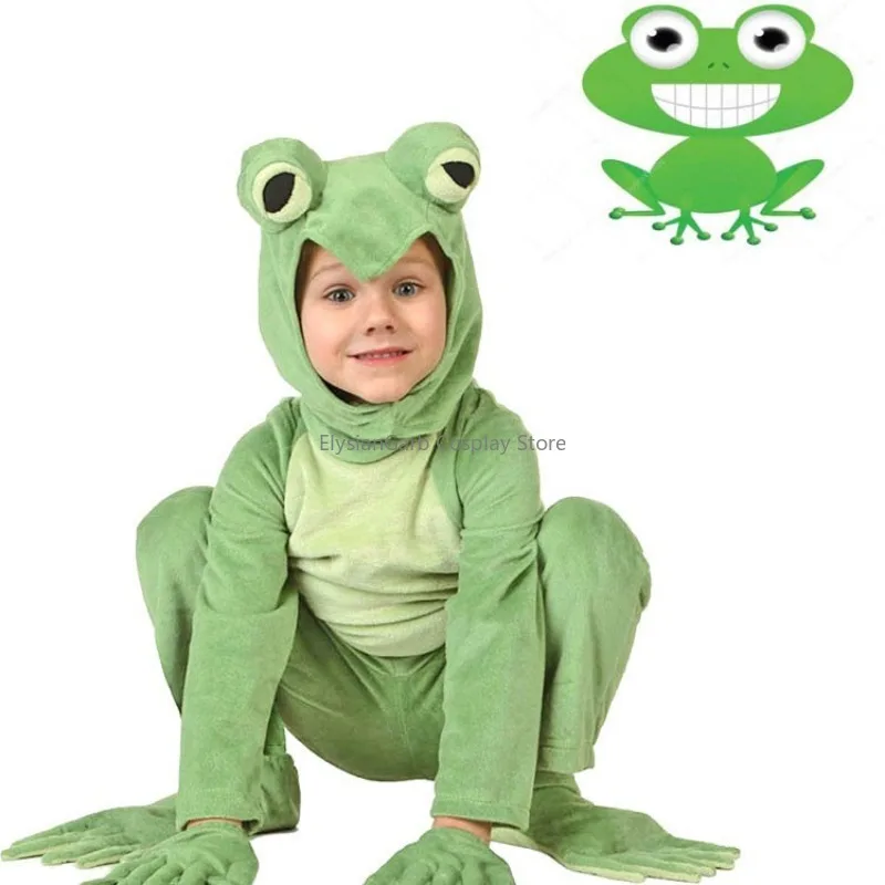 

Frog Cosplay Costume Amphibian Animal Role Play Jumpsuit Family Matching Outfits for School Stage Performance Halloween Party