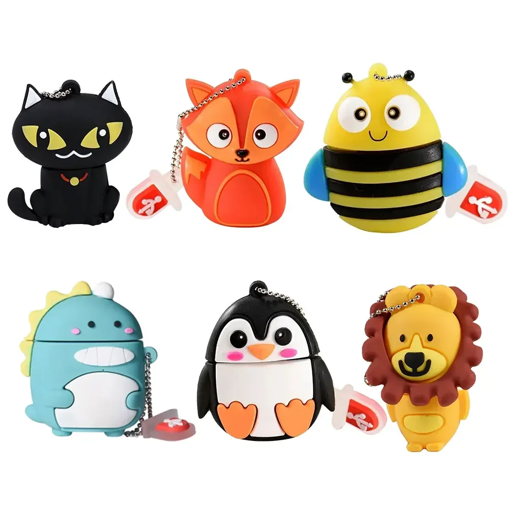 Nueva unidad flash USB de alta velocidad de dibujos animados 128GB 64GB 32GB16GB gato búho León dinosaurio almacenamiento externo Pen drive creativo U disco regalo