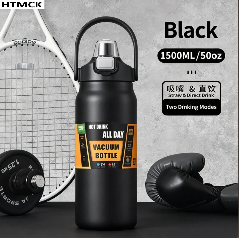 Portable 304 Stainless Steel Vacuum Thermal Tumbler Cold Hot Insulated Sports Water Bottle With Straw for Outdoor Travel