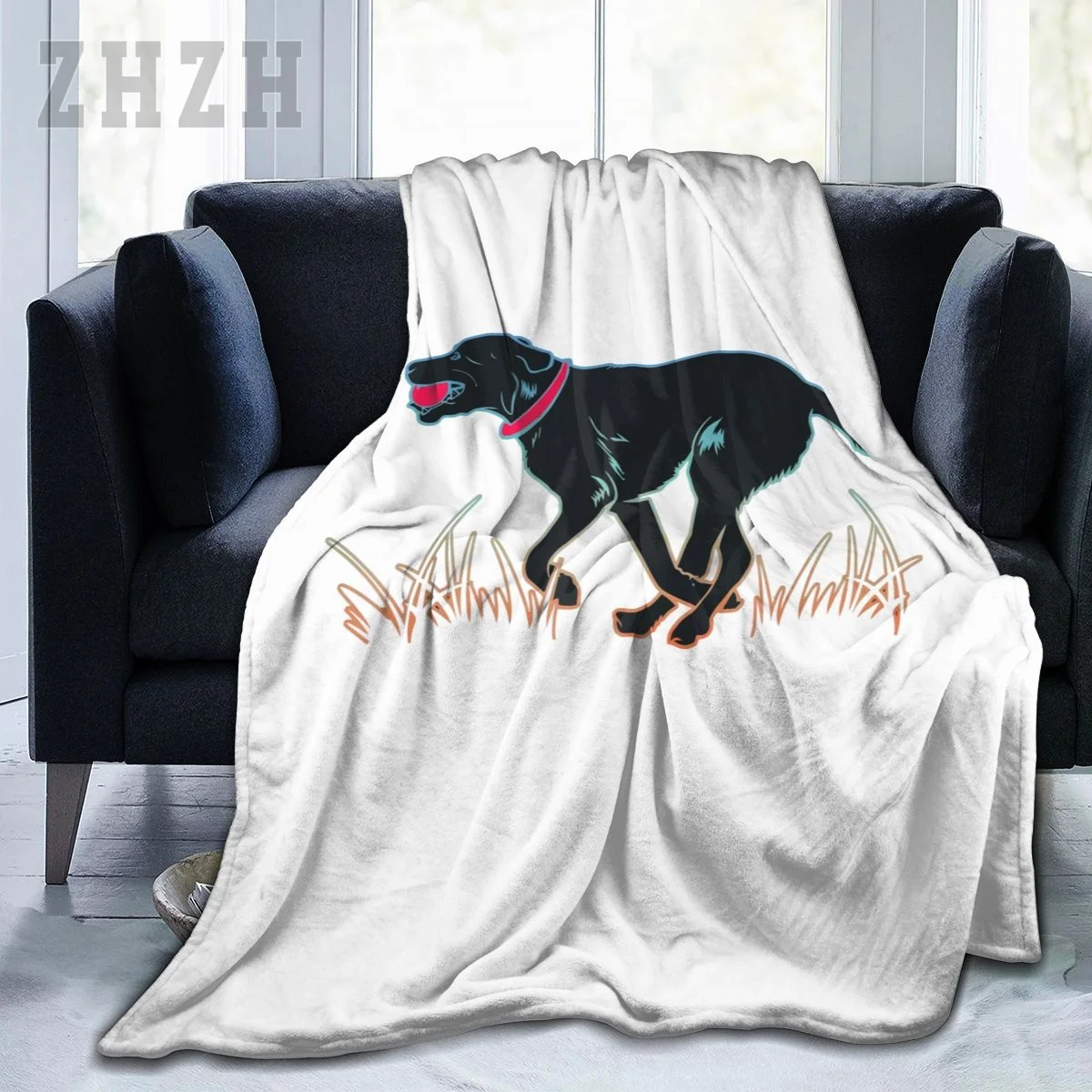 Blanket Labrador Retriever Lover Black Lab Gift Fetch Flannel Multifunction Camping Sofa Cover Keep Warm
