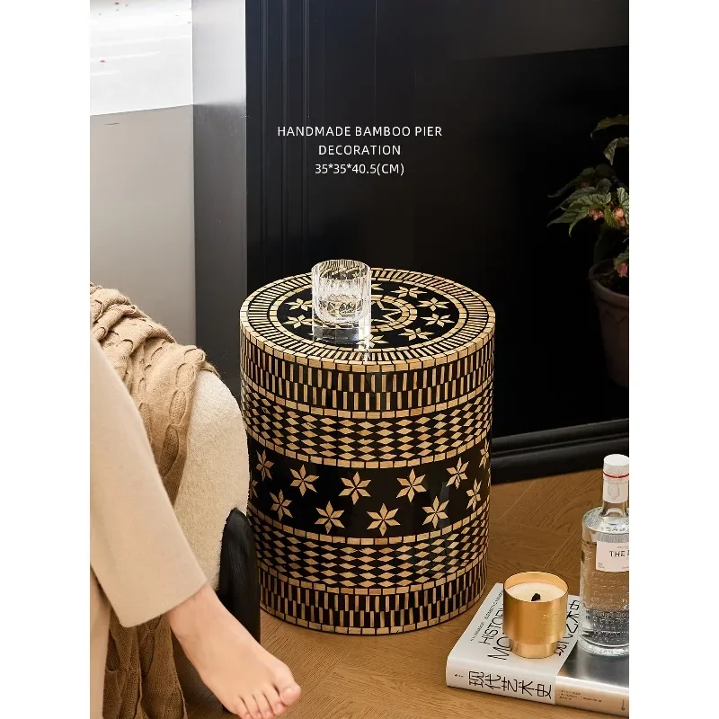 Miyu, new Chinese creative bamboo edge few small coffee table high-end feeling living room sofa corner few balcony seat stool