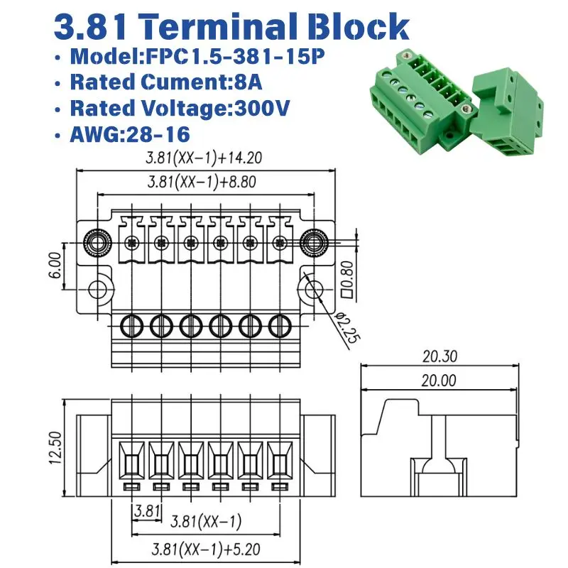 25/50PCS 15EDG-GBM KF2EDG-GBM 3.81mm Pitch Plug-in Panel Mount PCB Terminal Block Separable Mating Wire Connector