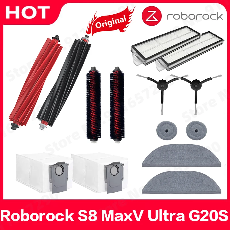 Original Roborock S8 MaxV Ultra G20S Main / Side Brush Mop Dust Bag of Washable Filter Robot Vacuum Cleaner Accessories