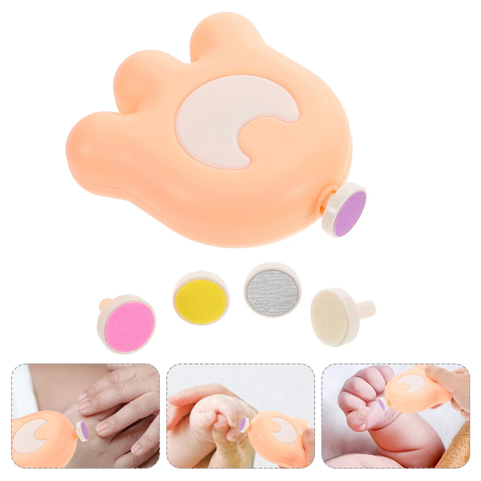 

Electric Trimmer 5 Grinding Heads Silent Safe For Newborn Infant Toddler Kids Pink Baby Nail Clipper Electric Nail File