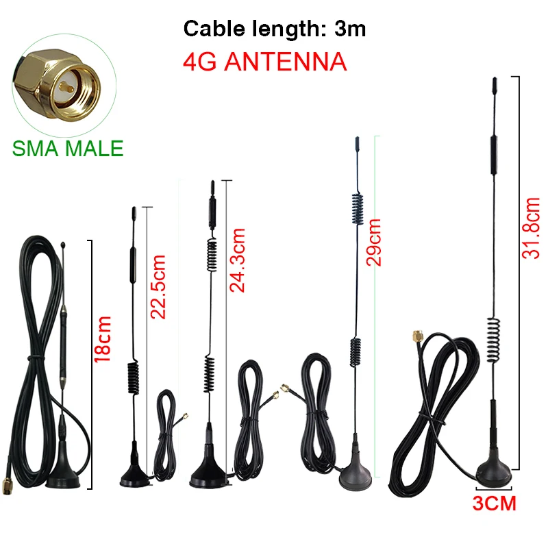 2 шт., антенна GWS 4G LTE 10dbi SMA 698-960/1700-2700 МГц