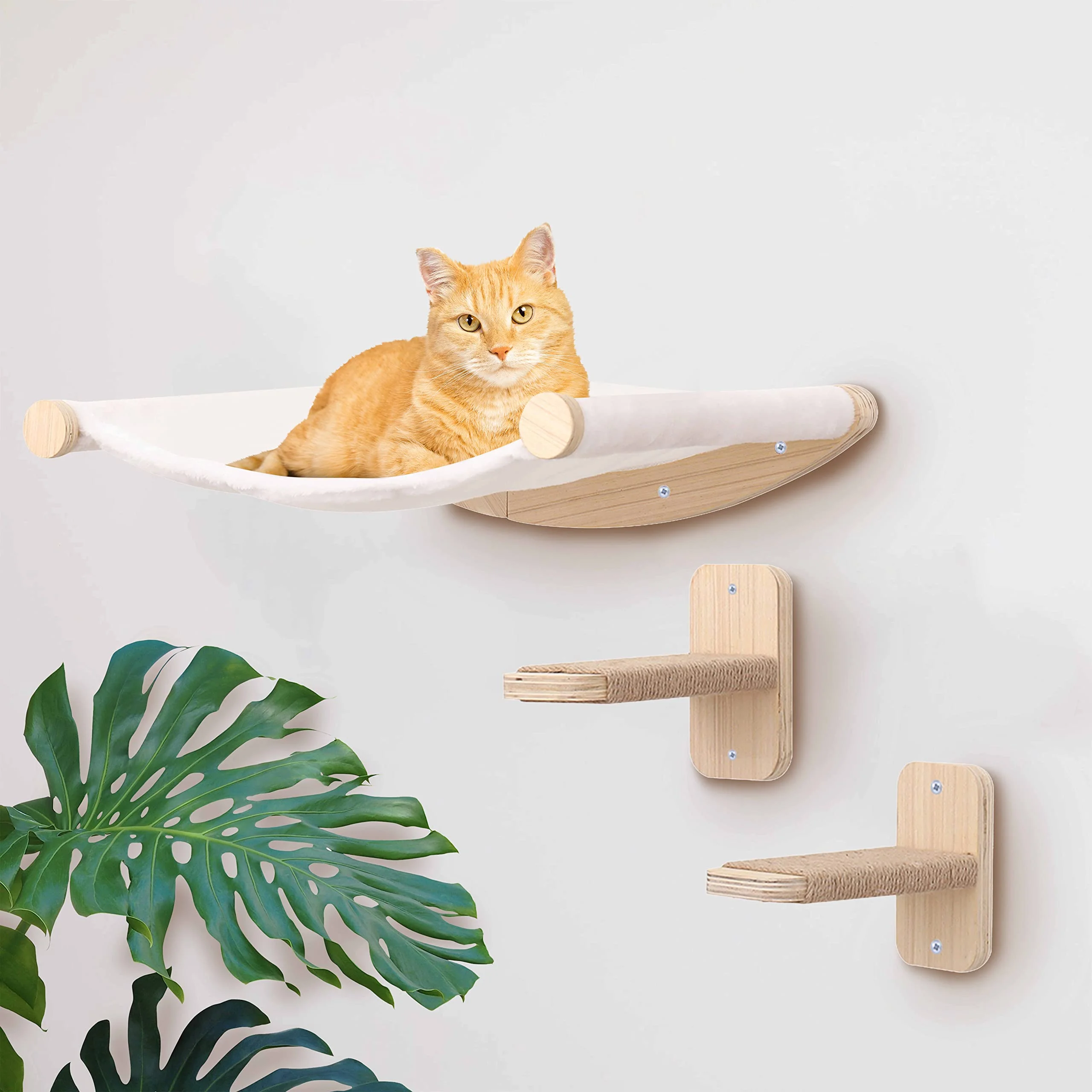 Cuerda de escalada para gatos montada en la pared, pedales de madera maciza y cuerda de Sisal, garra de entrenamiento para gatitos, muebles de