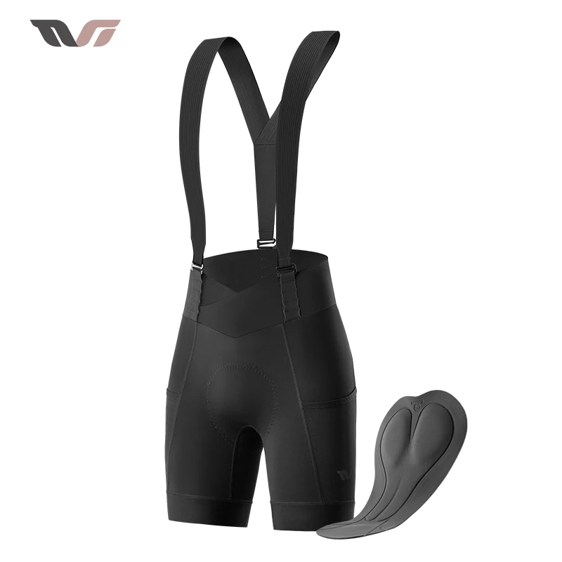 ROCKBROS TVI Series Cycling Shorts Women Breathable Bib Shorts Elastic Interface Cushion Long Distance Bike Tights With Pockets