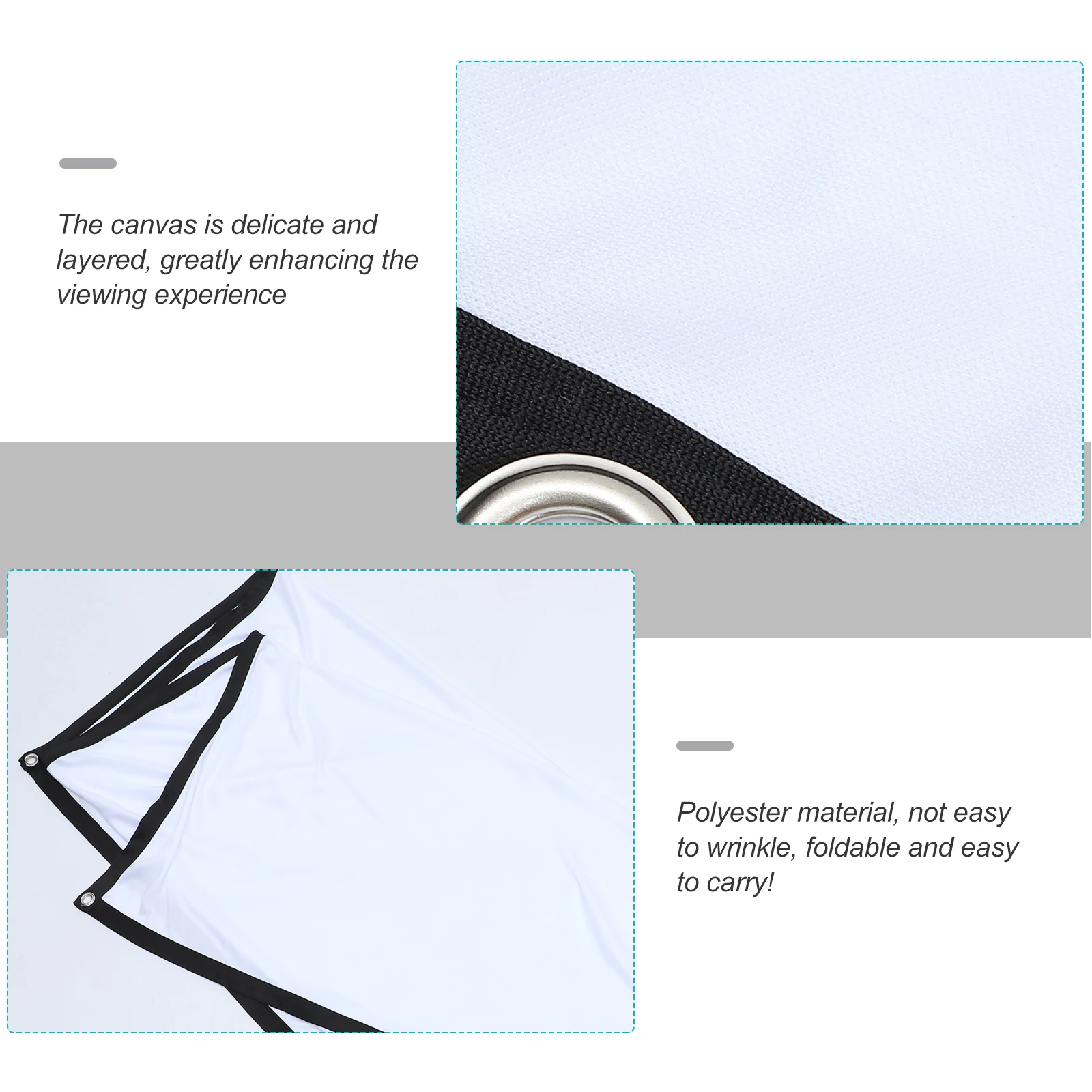 

Portable Foldable Projector Screen Cloth 3cm Black Border Polyester Indoor Outdoor Projection Screen Set Office