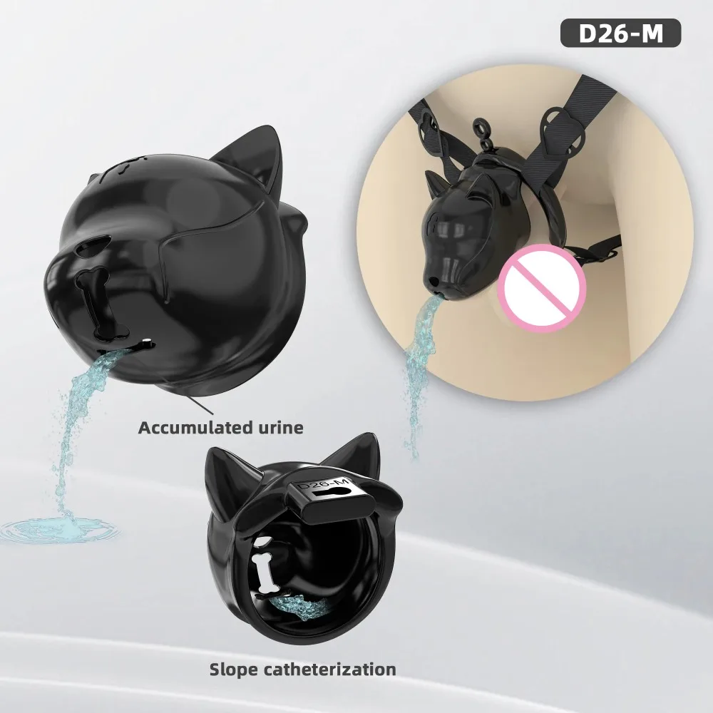 Dog's Head Male Penis Lock Chastity Cage Bondage Device Wrapped Penis Flirting Adult Sex Toy Erotic Urethral Lock with 6 Rings view 2