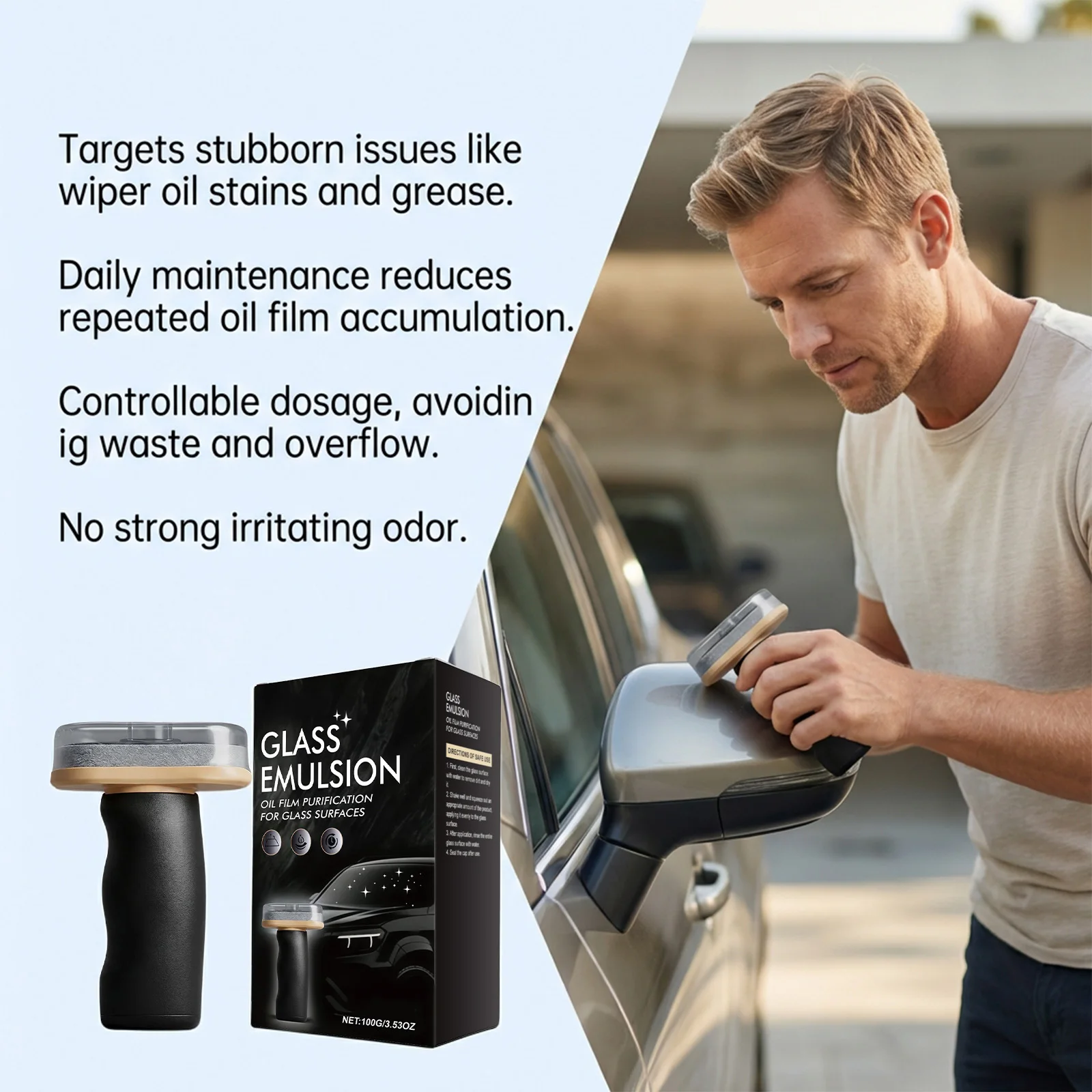 Professional Car Glass Cleaner Oil Film Smoothing Brush Windshield Maintenance Auto Glass Polish Clear Visibility 100g view 6