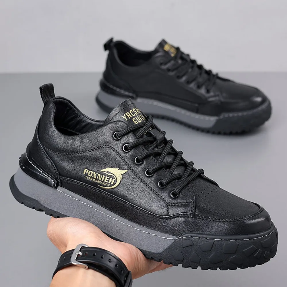 Frühling Herbst Top Layer Rindsleder Board Schuhe Herren Sport Freizeit schuhe Echt leder Herren schuhe Herren Leder Original Sneakers