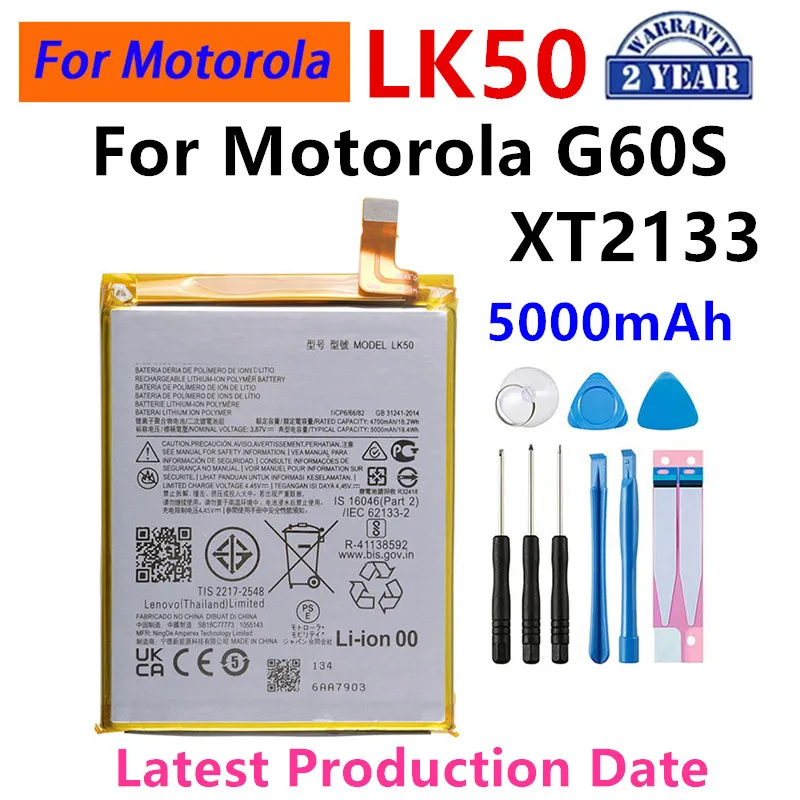 

100% Original LK50 5000mAh Battery For Motorola Moto G60S XT2133 Phone Batteries+Tools