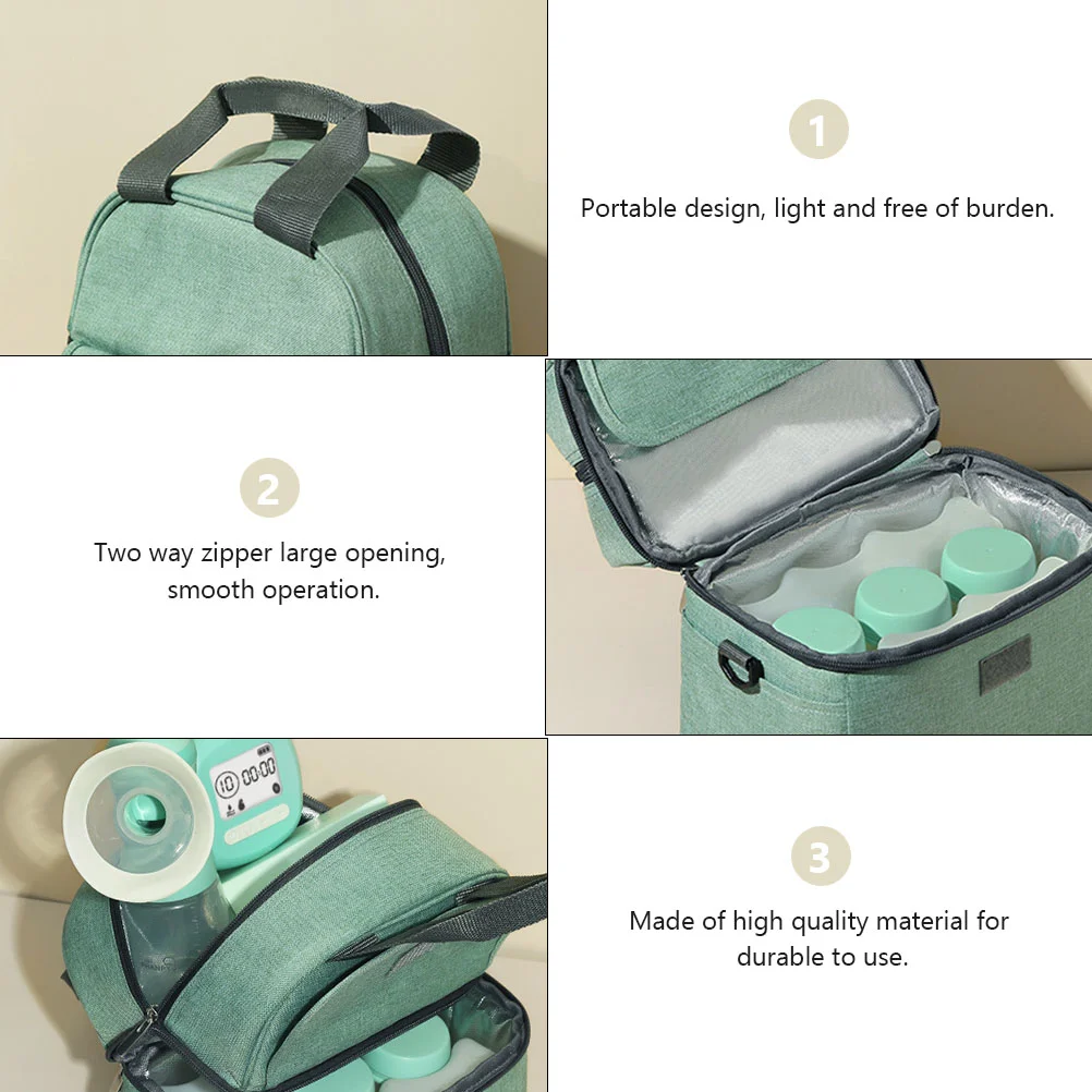 Portable Breast Bag Insulation Cooler 14 Hours Heat Preservation Poly Cotton Foil Layer Zipper Side Pockets Baby Care