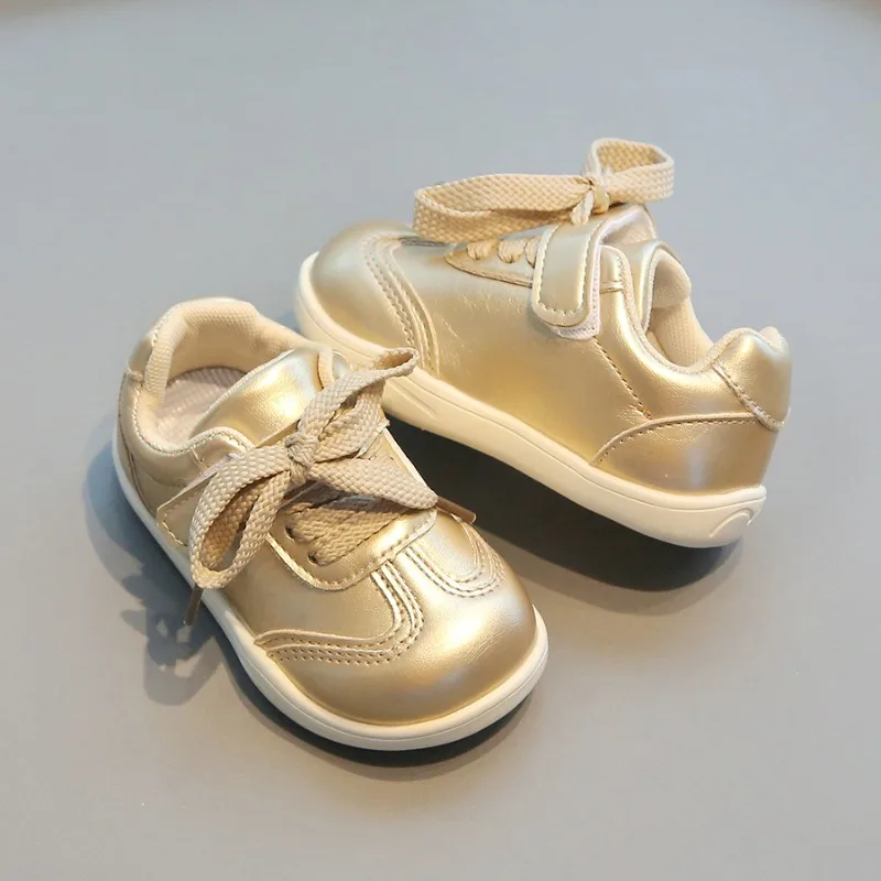 Toddler Kids Casual Sneakers Gold Sports Shoes for Boys Girls Outdoor Non-slip Thick Bottom Children Fashion Running Sneakers