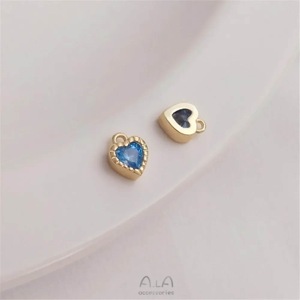 

14K gold plated zirconium pendant heart shape heart pendant heart accessories DIY bracelet earrings accessories
