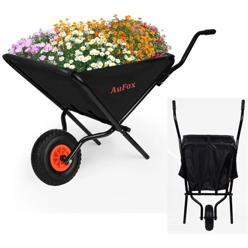 

Durable Expandable Wheelbarrow, Portable Folding Garden Cart with High-Capacity Oxford Fabric for 176 lbs, Easy Load and Dump