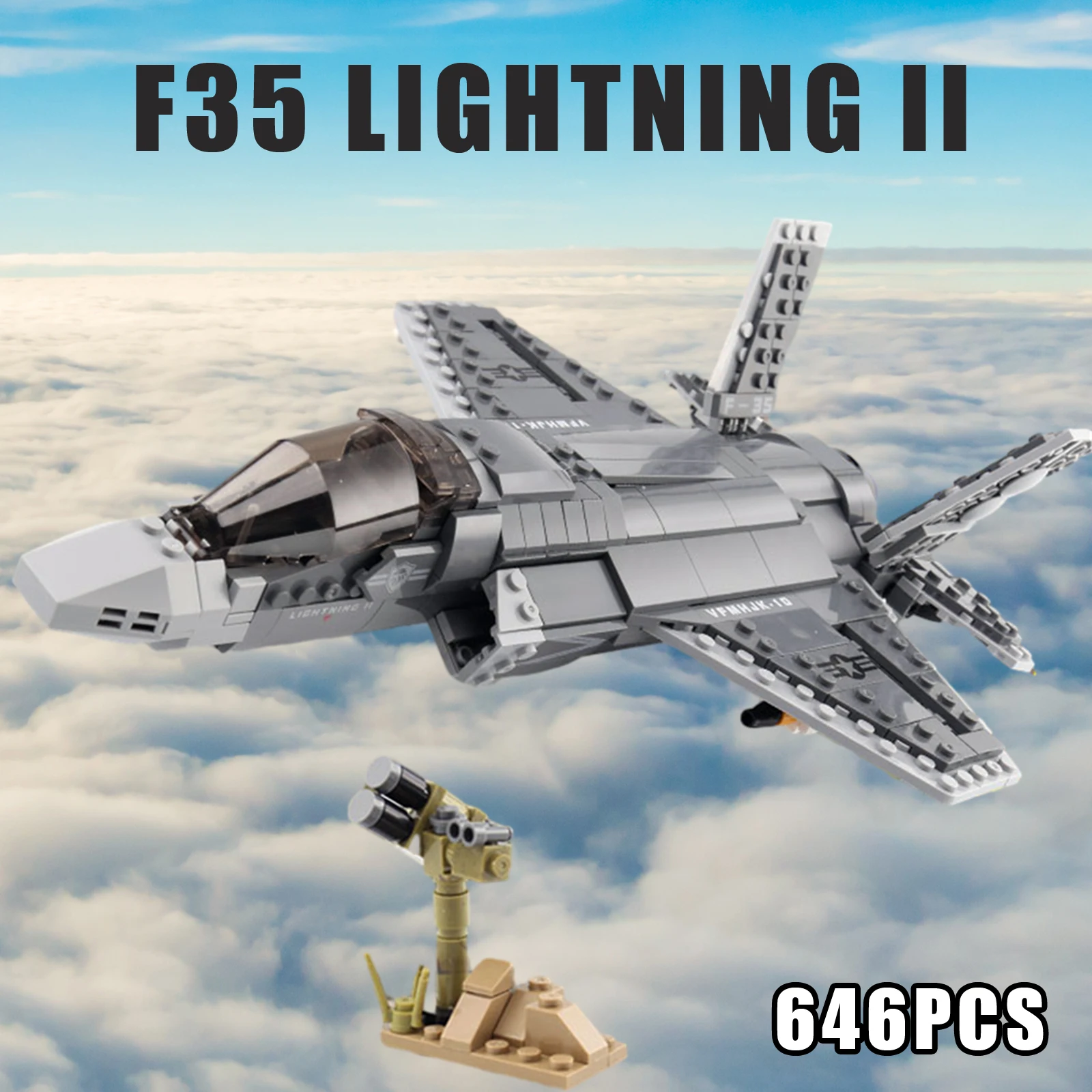 MEOA World's Famlous Airplane Jet Building Toys For Boys P38 F35 A10 AC130 Armed Fighter Building Blocks MOC Bricks WW2 Toys