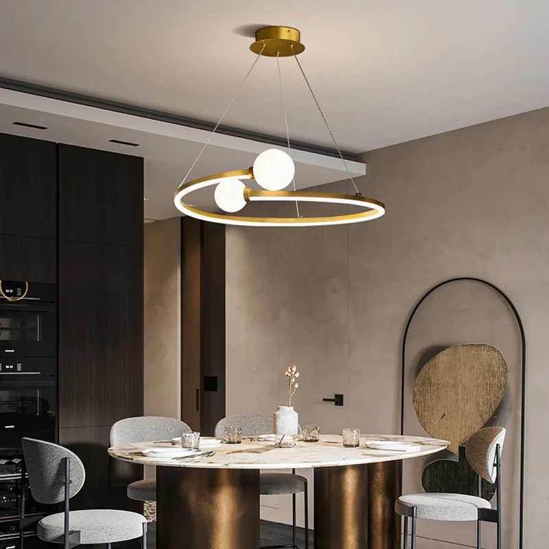 Nordic Minimalist Ring LED Pendant Lamp, Regulável para Mesa, Sala de Jantar, Cozinha Ilha, Quarto Lustre, Luminária