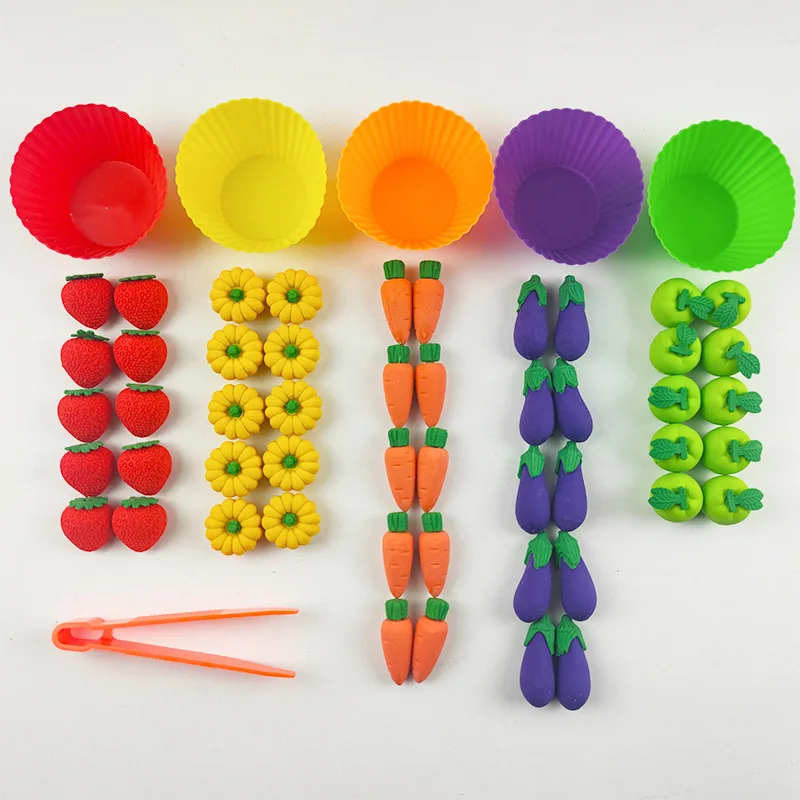 

Children Early Education Clip Fruit Toy Vegetables And Fruits Colour Classification Fine Motor Hand-eye Coordination Puzzle Toys