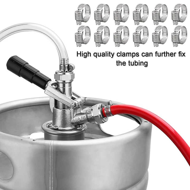 Kegerator Co2 Gas Line Beer Tube 3M Gas Hose + 3M Beer Line With Hose Clamp For Home Brewing Beer Tower Beer Keg